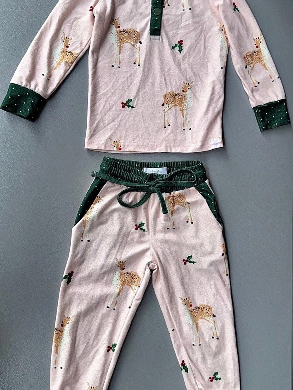 Sweet Honey Holly Jolly Reindeer Everyday Button Set Pajama Set 2T